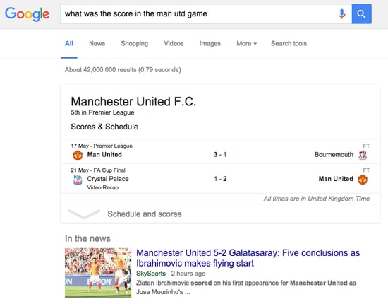 screen shot of instnt answer in google seo success